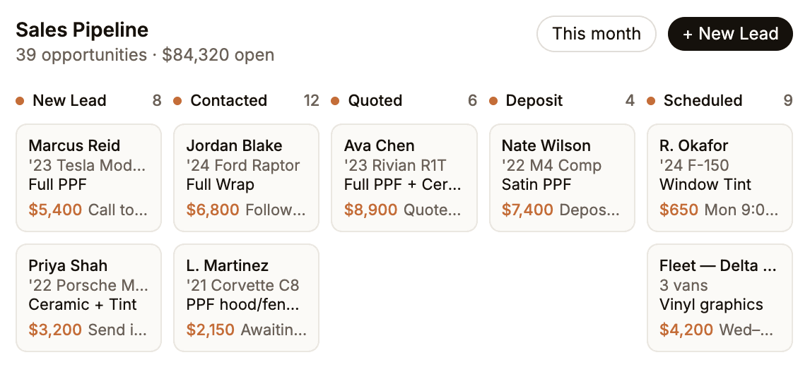 WrapRight dashboard